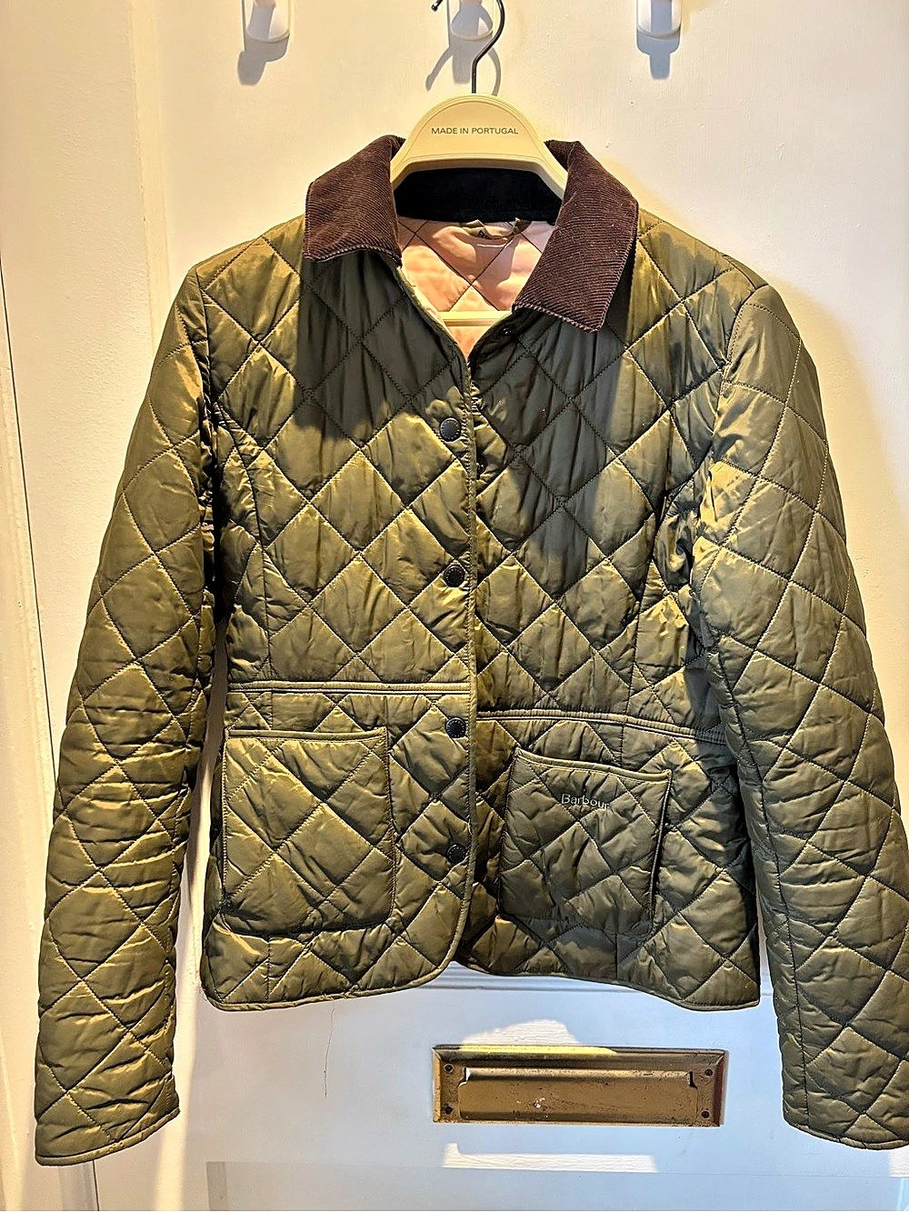 Barbour Beaufort Quilted Jacket Green & Brown US Size 6